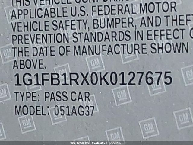 1G1FB1RX0K0127675 Chevrolet Camaro 1lt