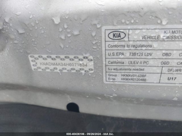 KNADM4A34H6071634 KIA RIO LX