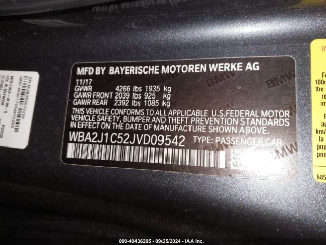 WBA2J1C52JVD09542 BMW 230I
