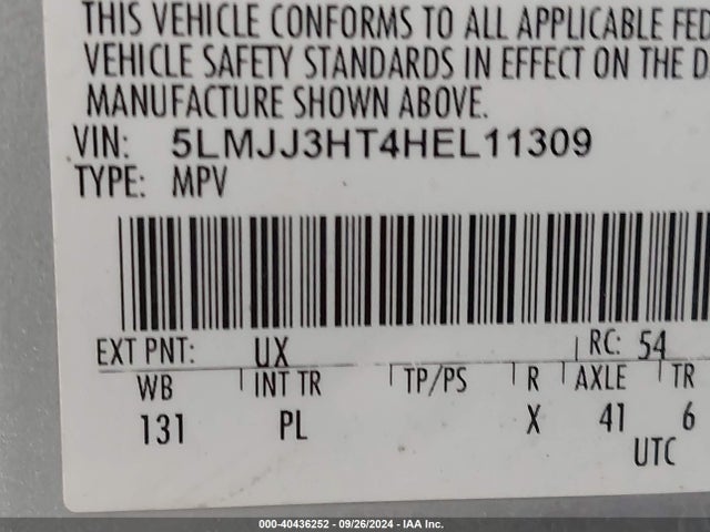 5LMJJ3HT4HEL11309 Lincoln Navigator L Select