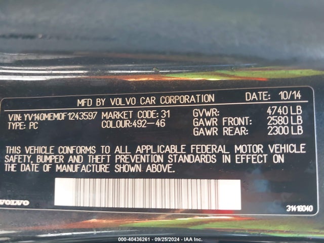 Volvo V60 2015 YV140MEM0F1243597 Image 9