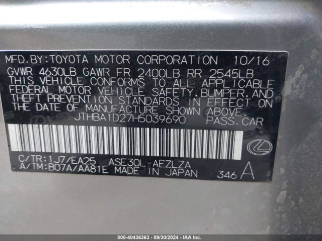 JTHBA1D27H5039690 Lexus IS 200T