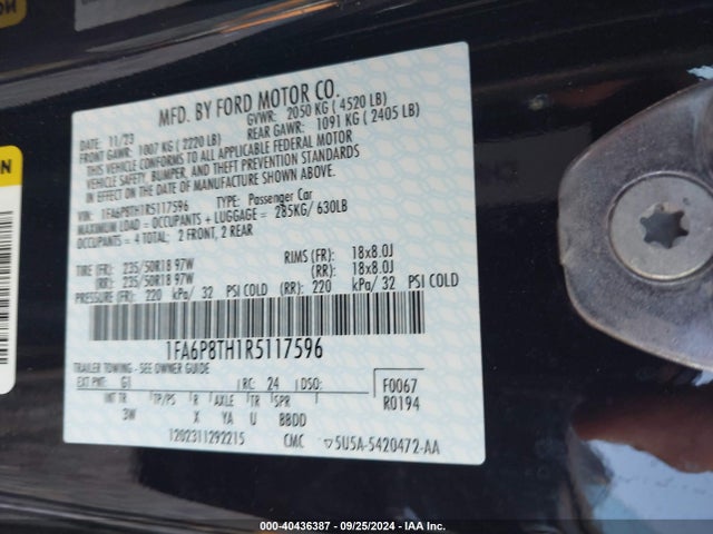 Ford Mustang Ecoboost Premium Fastback 2024 1FA6P8TH1R5117596 Image 9