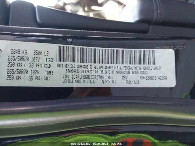 1C4RJFBG8LC305704 Jeep Grand Cherokee Limited X 4x4