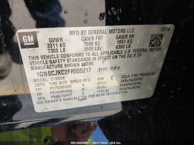 1GNSCJKC2FR555217 Chevrolet Suburban 1500 Lt