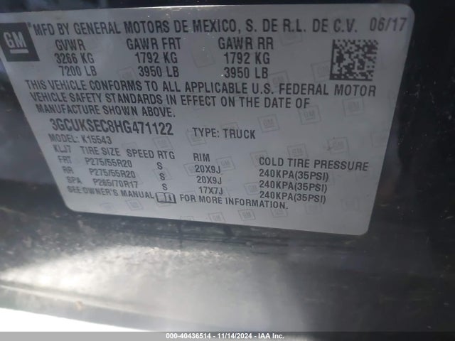 Chevrolet Silverado 1500 2lz 2017 3GCUKSEC8HG471122 Image 9