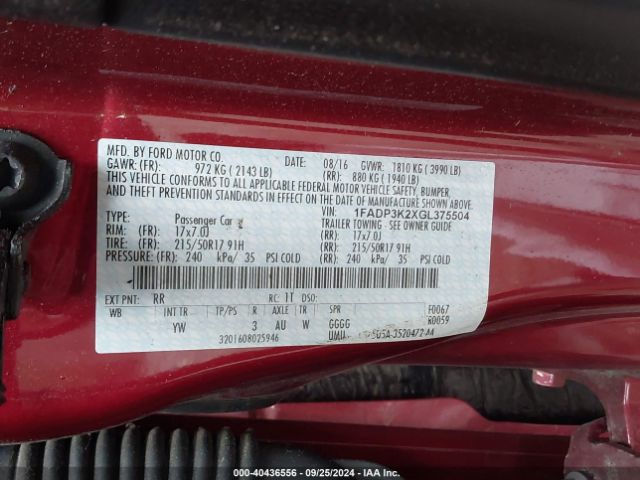 1FADP3K2XGL375504 Ford FOCUS SE