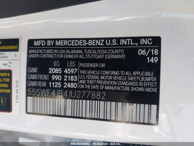 55SWF4JB4JU277882 Mercedes-Benz C 300