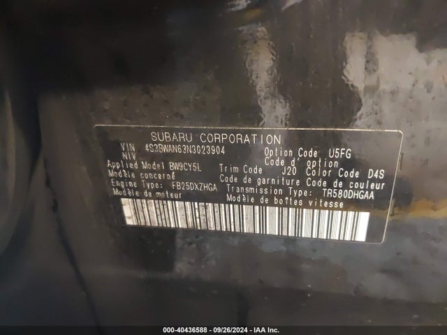 4S3BWAN63N3023904 Subaru Legacy Limited