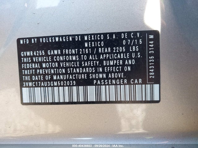 3VWC17AU3GM502039 Volkswagen Golf Sportwagen Tsi S 4-door