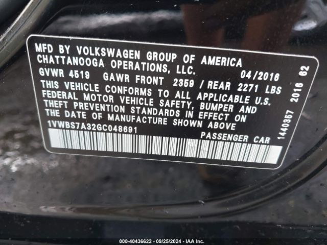 1VWBS7A32GC048691 Volkswagen Passat 1.8t Se