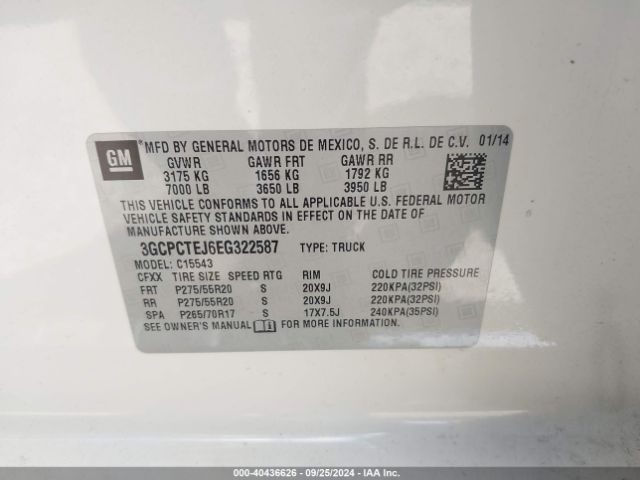 3GCPCTEJ6EG322587 Chevrolet Silverado 1500 High Country
