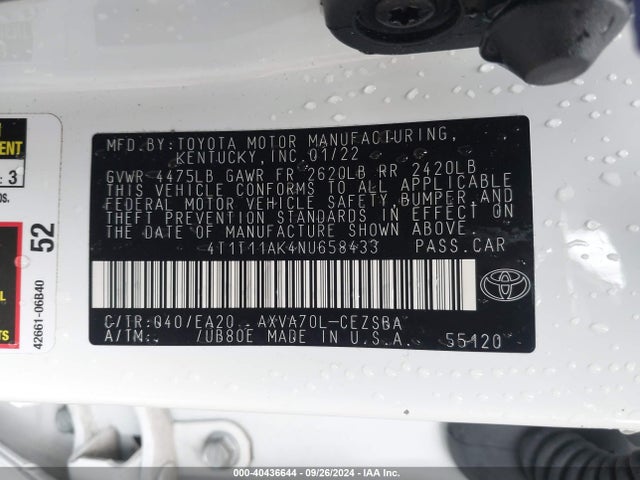Toyota CAMRY SE 2022 4T1T11AK4NU658433 Image 9
