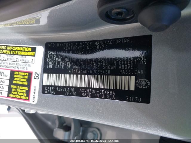 4T1F31AK4RU065488 Toyota Camry Hybrid Xle