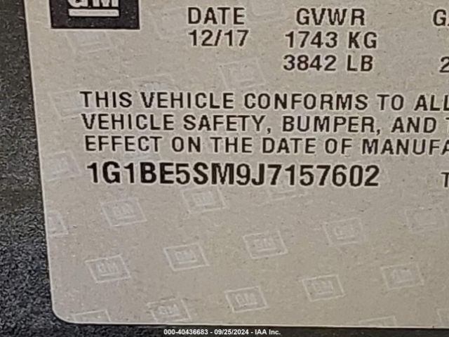 1G1BE5SM9J7157602 Chevrolet Cruze Lt Auto
