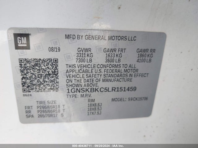 Chevrolet Tahoe 4wd Lt 2020 1GNSKBKC5LR151459 Image 9