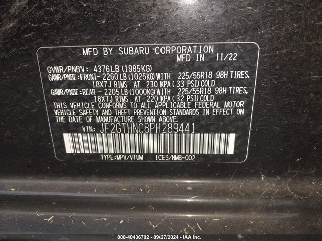 Subaru Crosstrek Limited 2023 JF2GTHNC8PH289441 Image 9