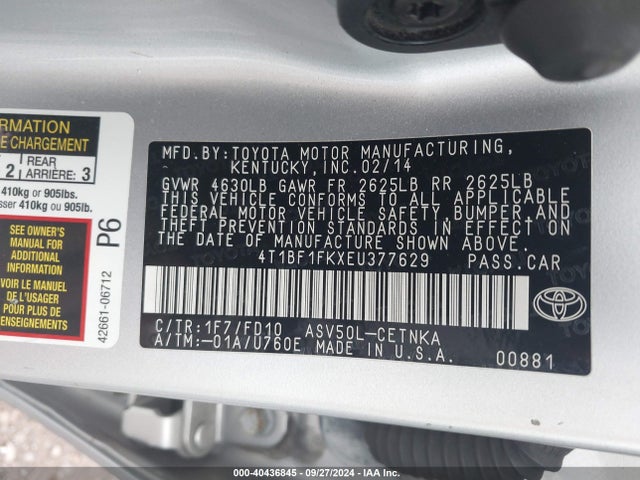 Toyota CAMRY LE 2014 4T1BF1FKXEU377629 Image 9