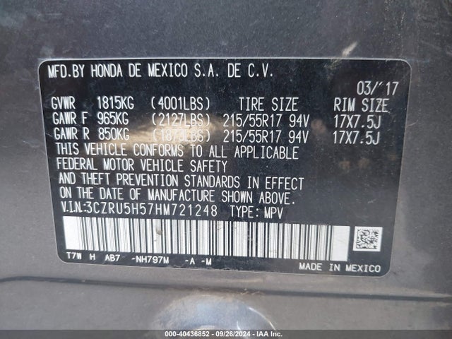 Honda HR-V EX 2017 3CZRU5H57HM721248 Image 9