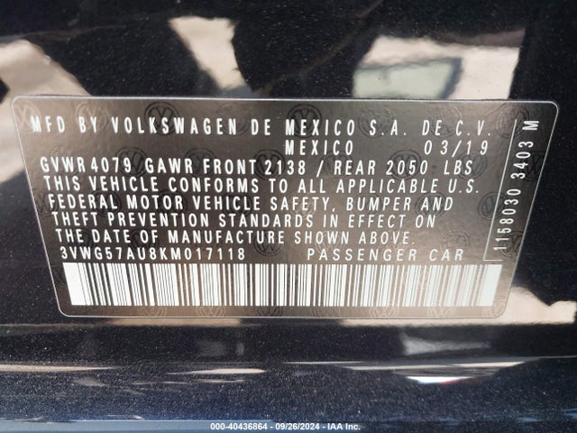 3VWG57AU8KM017118 Volkswagen Golf 1.4t S/1.4t Se