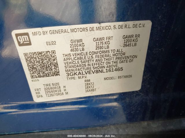 3GKALVEV8NL161465 GMC Terrain Awd Slt