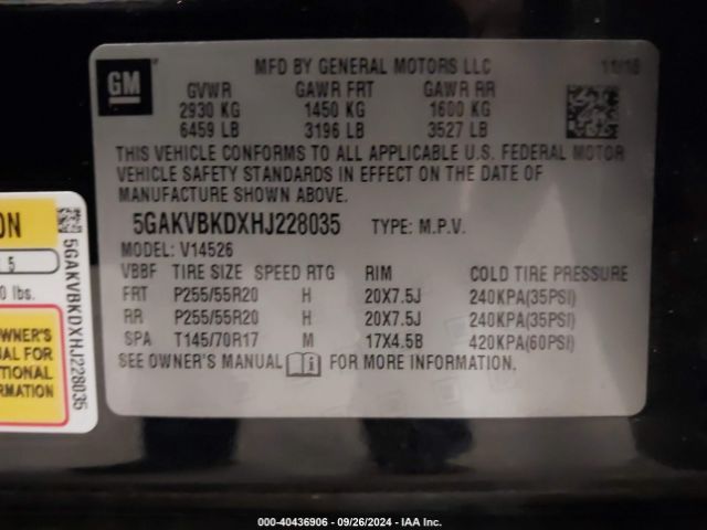 5GAKVBKDXHJ228035 Buick Enclave Leather