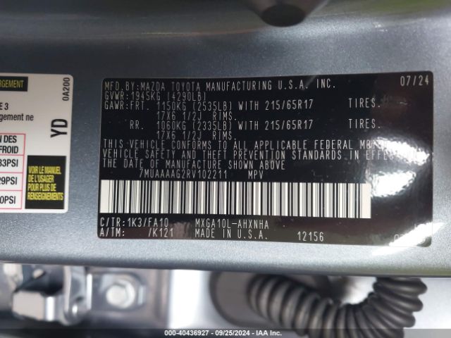 7MUAAAAG2RV102211 Toyota Corolla Cross L