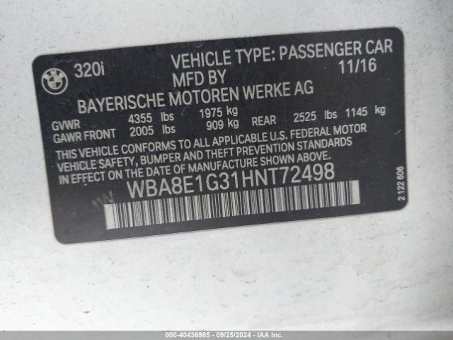 WBA8E1G31HNT72498 BMW 320i