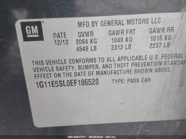 1G11E5SL0EF186520 Chevrolet MALIBU 2LT