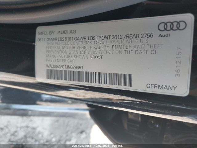 WAUG8AFC1JN029457 Audi A6 2.0t Premium