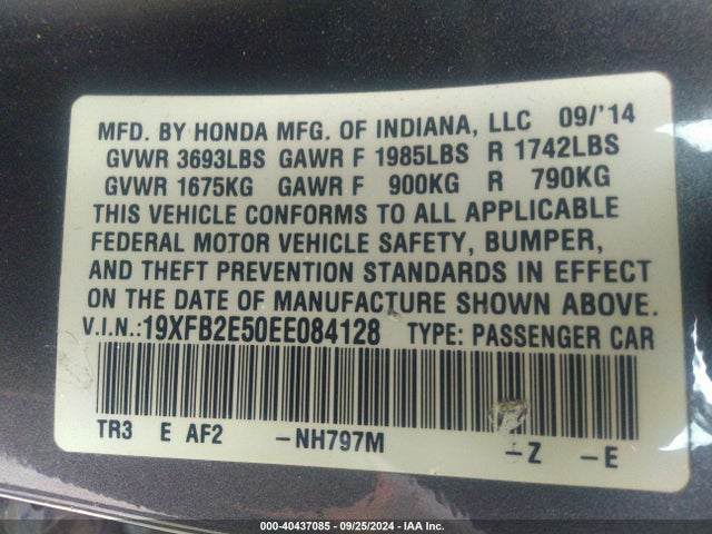 Honda Civic Lx 2014 19XFB2E50EE084128 Image 9