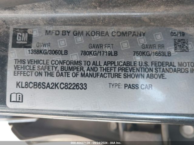 KL8CB6SA2KC822633 Chevrolet Spark Ls Cvt