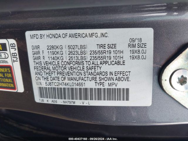 5J8TC2H74KL014651 Acura Rdx Advance Package