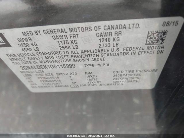 2GNALDEK1G6116099 Chevrolet Equinox Ltz
