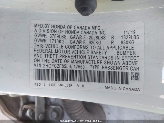 Honda Civic Sport 2020 2HGFC2F85LH517550 Image 9