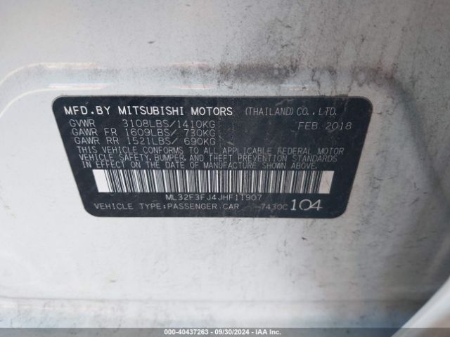 ML32F3FJ4JHF11907 Mitsubishi Mirage G4 Es