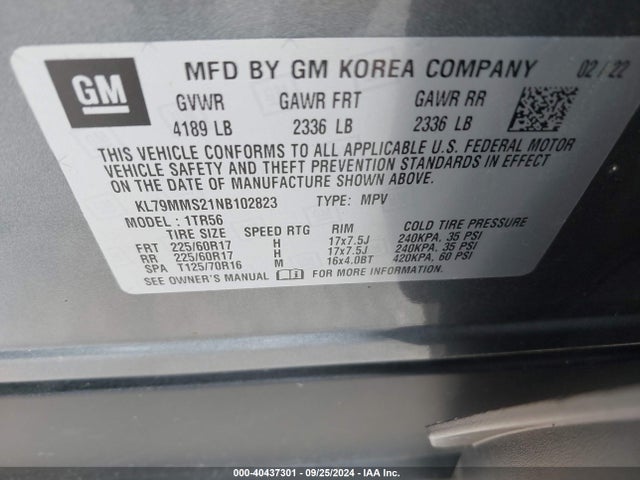 Chevrolet Trailblazer Fwd Ls 2022 KL79MMS21NB102823 Image 9