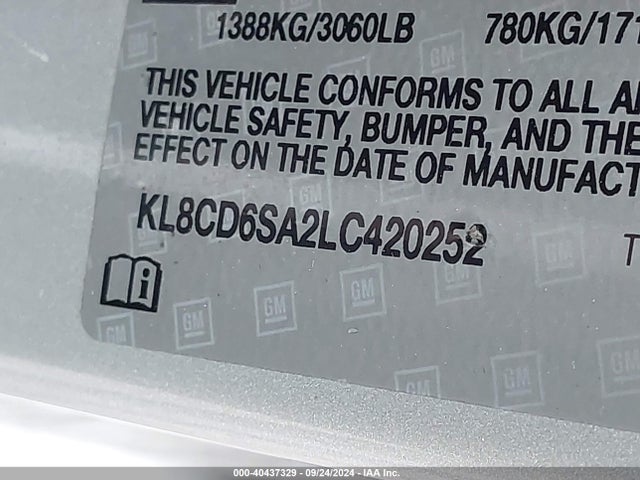 Chevrolet Spark Fwd 1lt Automatic 2020 KL8CD6SA2LC420252 Image 9