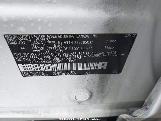 Toyota Rav4 Xle 2016 2T3WFREV2GW300663 Image 9