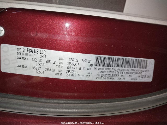 2C4RC1EG1JR182535 Chrysler Pacifica Touring L Plus