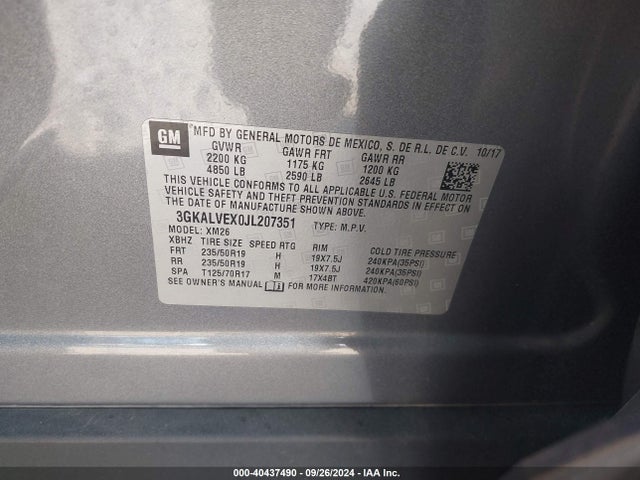 3GKALVEX0JL207351 GMC Terrain Slt