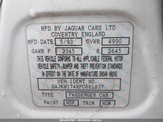 1993 JAGUAR XJ6 SAJKW174XPC682837 Photo 8