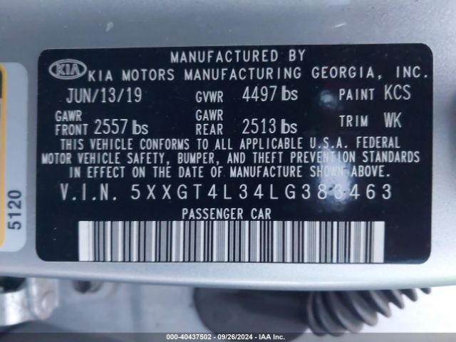 5XXGT4L34LG383463 KIA Optima Lx