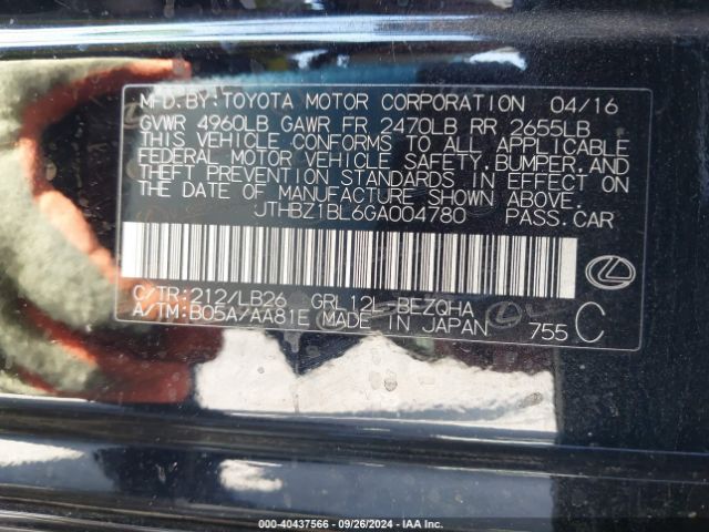 JTHBZ1BL6GA004780 Lexus Gs 350 F Sport