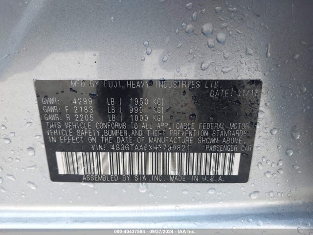 4S3GTAA6XH3709821 Subaru Impreza 2.0i