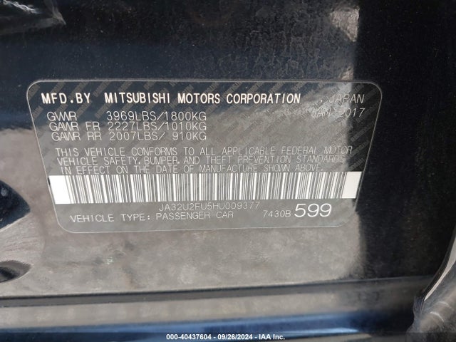 2017 MITSUBISHI LANCER JA32U2FU5HU009377 Photo 8