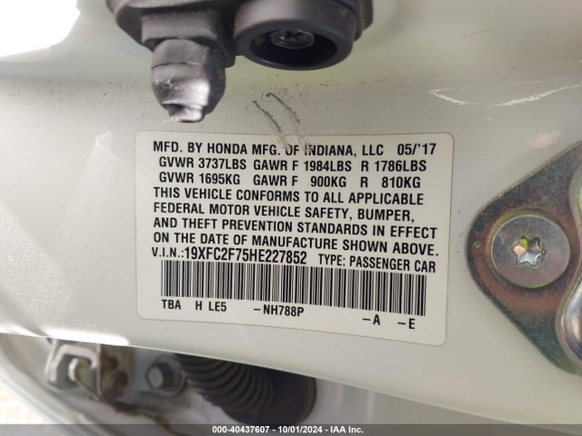 Honda CIVIC EX 2017 19XFC2F75HE227852 Image 9