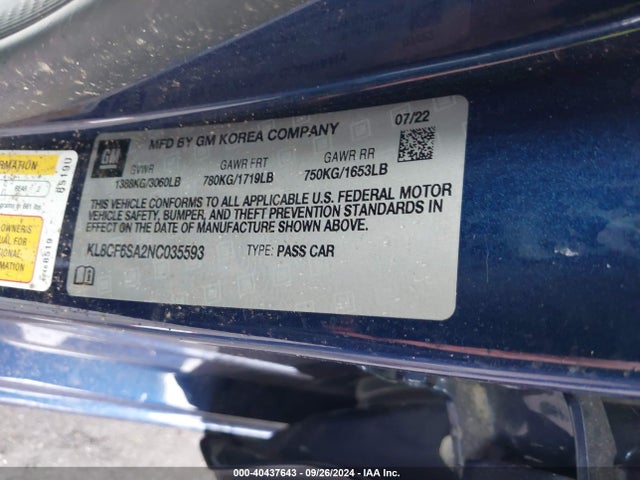 Chevrolet Spark Fwd 2lt Automatic 2022 KL8CF6SA2NC035593 Image 9