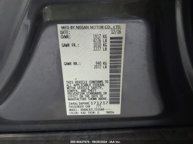 Nissan Altima 2017 1N4AL3APXHC171217 Image 22