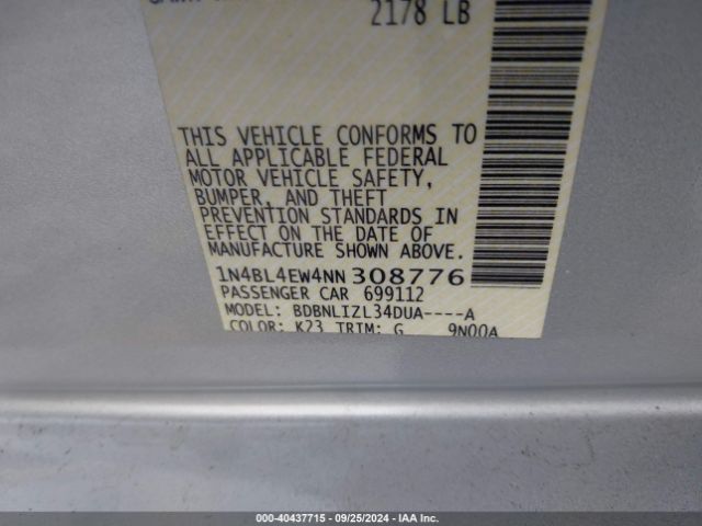 1N4BL4EW4NN308776 Nissan Altima Sl Intelligent Awd